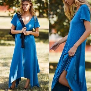 BOGO! NWT Anthropologie Daily Practice Knit Flounce Dress Turquoise Blue Small